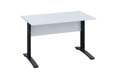 EPK 27 - 12 stůl kancelářský, kovová podnož černá, deska 25 mm, široký 1200 mm, bílá